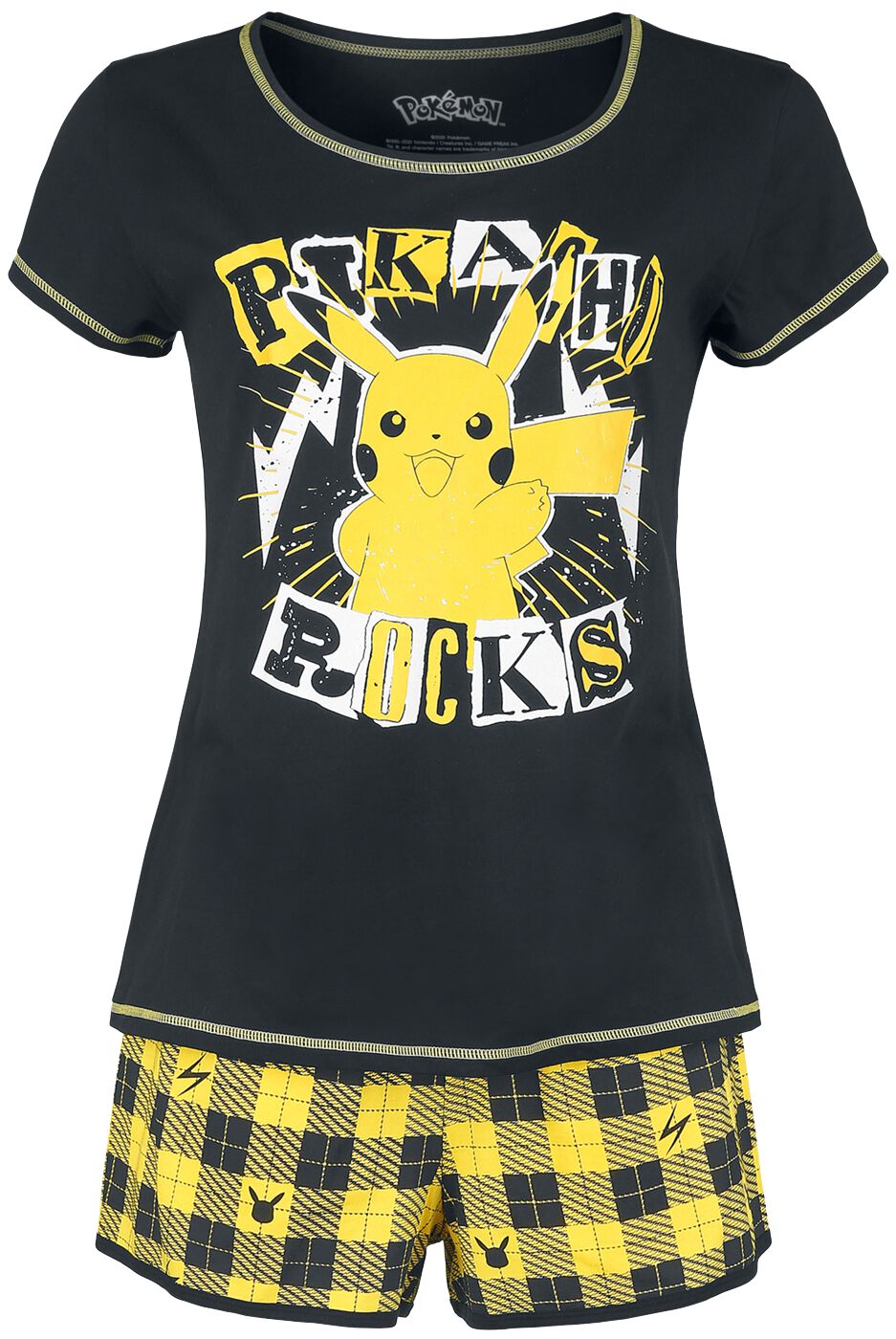 Pokémon Pikachu - Rocks Schlafanzug schwarz gelb in S von Pokémon