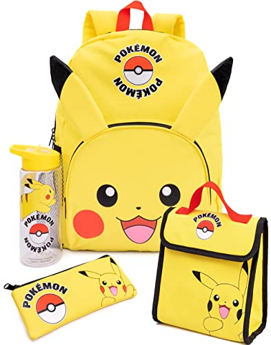 Pokemon Pikachu Rucksack Set Kinder 4 Stück Lunchbox Wasserflasche Set Gelb von Pokémon