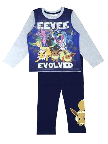 Pokemon-Pyjama für Jungen oder Mädchen, 2-teilig, mit Evoli, blau, Alter 7-8 Jahre von Pokémon