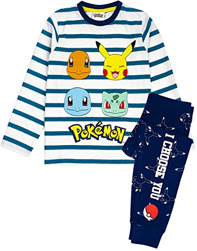 Pokemon Pyjamas Pikachu Charaktere Kinder gestreiftes T-Shirt & Hose Pyjamas 8-9 Jahre von Pokémon