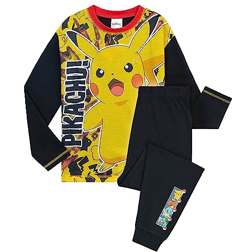 Pokemon Schlafanzug Einstellen, Premium-Baumwolle Pokemon Pyjama, Pokemon Pikachu, Snorlax, & Mehr, Pokemon Kleidung Jungen & Mädchen, Pokemon Geschenke, Gelb, für 7 bis 8-Jährige von Pokémon