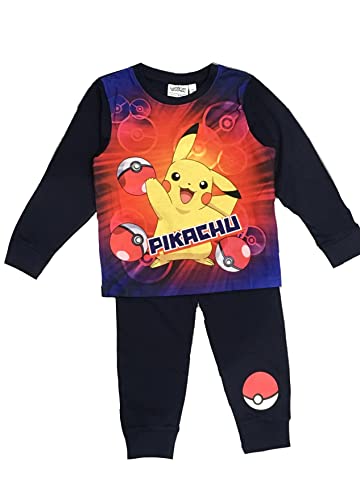 Pokemon Schlafanzug für Jungen, Größe 3-12 Jahre, Rot, navy, 110 von Pokémon