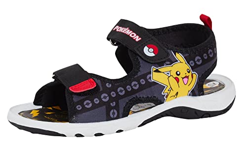 Pokemon Sport-Sandalen für Jungen und Kinder, Pikachu-Pokeball, offener Zehenbereich, einfach zu befestigen, Sommerschuhe, Schwarz , 25 EU von Pokémon