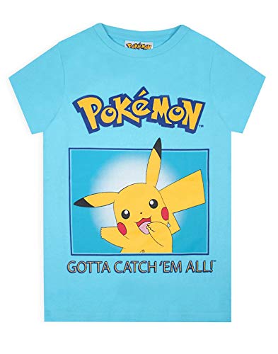 Pokemon T-Shirt Jungen Pikachu muss sie alle Kinder Mädchen Blue Top fangen 11-12 Jahre von Pokémon