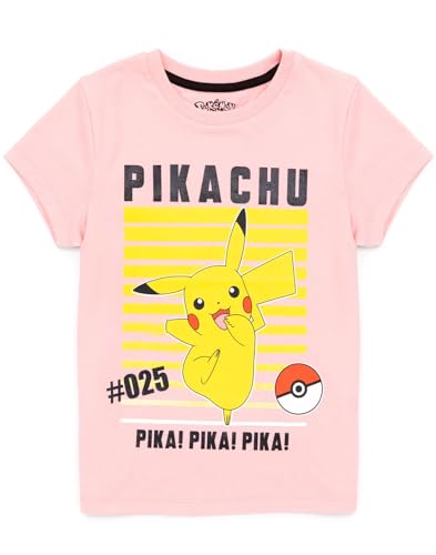 Pokemon T-Shirt Mädchen Kinder Pikachu Charakter Spiel Kurzarm Rosa Top 11-12 Jahre von Pokémon