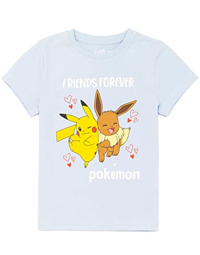 Pokemon T-Shirt Mädchen Kinder Pikachu Eevee Freunde Spiel Blaue Top 13-14 Jahre von Pokémon