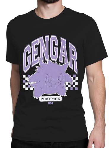 Pokémon T-Shirt für Erwachsene | Herren Gengar T-Shirt | Herren T-Shirts | Größen Small bis XX-Large |Schwarz Klein von Pokemon