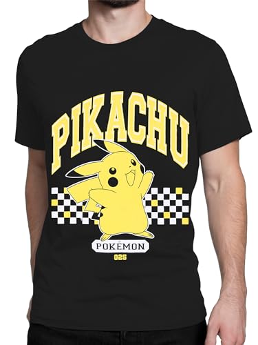 PoKéMoN -T-Shirt für Männer | Neuheit Herren Pikachu Tshirt | Baumwoll-T-Shirts für Herren | Größen S bis XX-Large | Schwarz Mittel von Pokemon