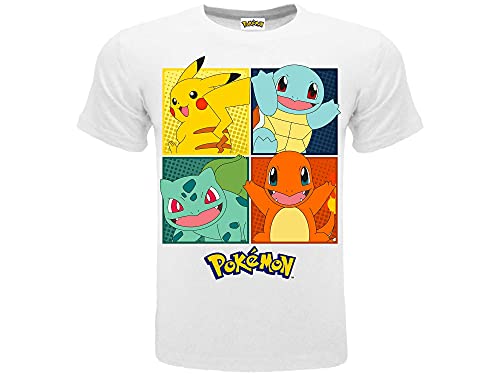 Pokémon-T-Shirt mit 4 Figuren, offizielles Lizenzprodukt, für Jungen, Weiß 7-8 Jahre von Pokémon