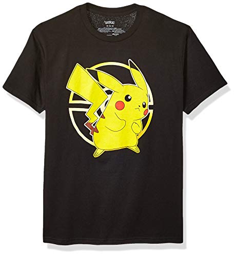 Pokemon Unisex-Erwachsene Gold Pokeball Pikachu Active T-Shirt, schwarz, XXL von Pokemon