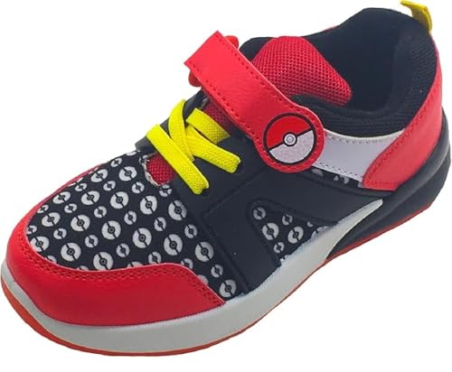 Pokémon. Turnschuhe mit Klettverschluss für Jungen oder Mädchen, Trainingsschuhe mit blinkenden Lichtern, Schwarz mit Pokemon-Ball, Größe 36 EU von Pokémon