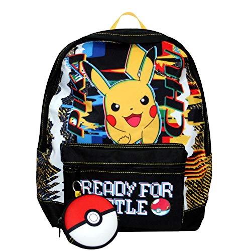 Schul-Rucksack | 40 x 32 x 15 cm | Pokemon | Pikachu | schwarz | Kinder Tasche von Pokémon