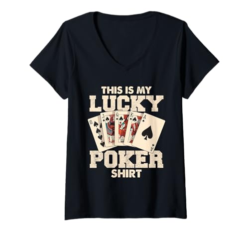 Damen Cool Card „Das ist Mein Lucky Poker Shirt“ T-Shirt mit V-Ausschnitt Damen Cool Card „Das ist Mein Lucky Poker Shirt“ T-Shirt mit V-Ausschnitt von Poker Enthusiast Card Game Apparel