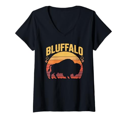 Damen Poker Player Retro Karten Spieler Lustiges Bet All In Bluff T-Shirt mit V-Ausschnitt von Poker Game Night Tournament Chips Bluffing Retro