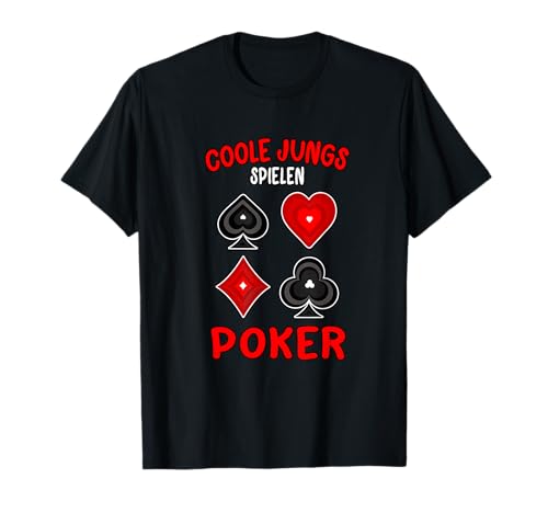 Poker Coole Jungs spielen Poker Casino Pokerspieler T-Shirt von Pokern mit Karo Herz Kreuz und Pik Symbolen