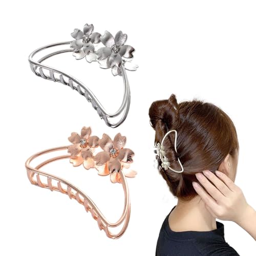 Pokinge 2Pcs Blume Haar Klauen Elegante Kristall Metall Haar Clip Große Größe Haarnadel Baden Clip Scheibe Haar Frauen Haar Zubehör von Pokinge