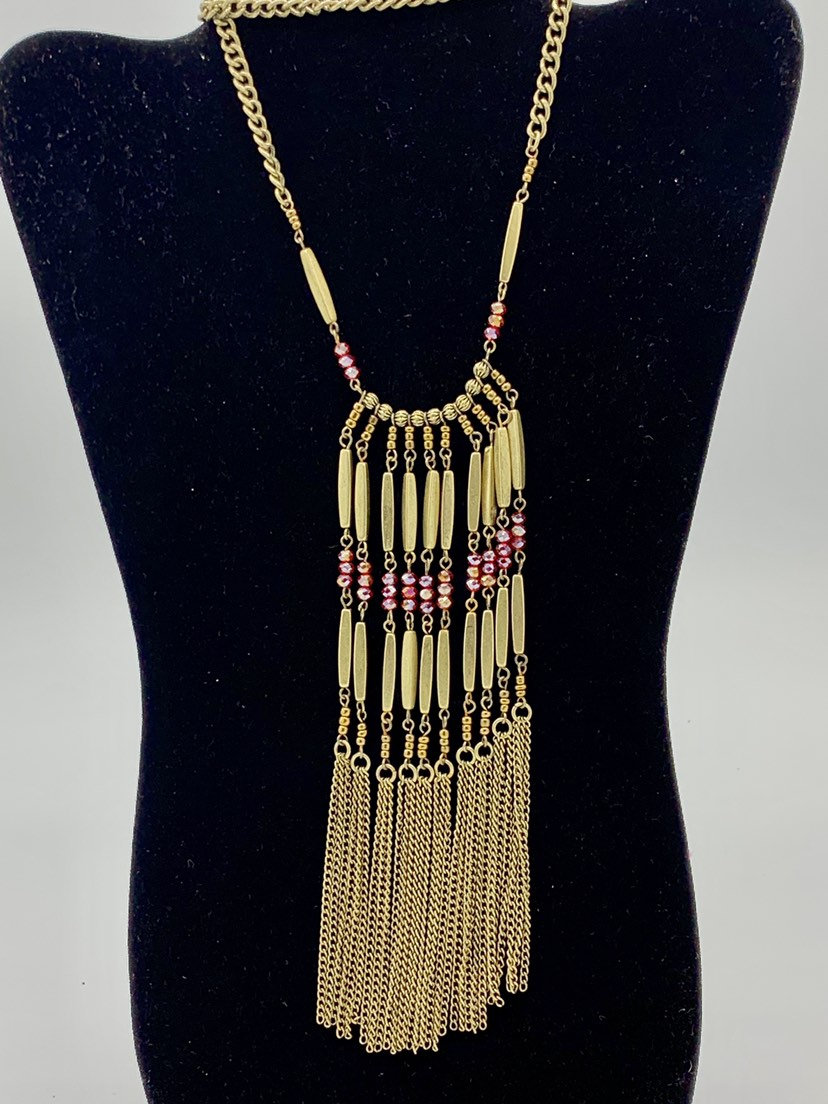 Halskette +Lia Sophia+ Aus Messing, Lang, Rot von PokitaGifts