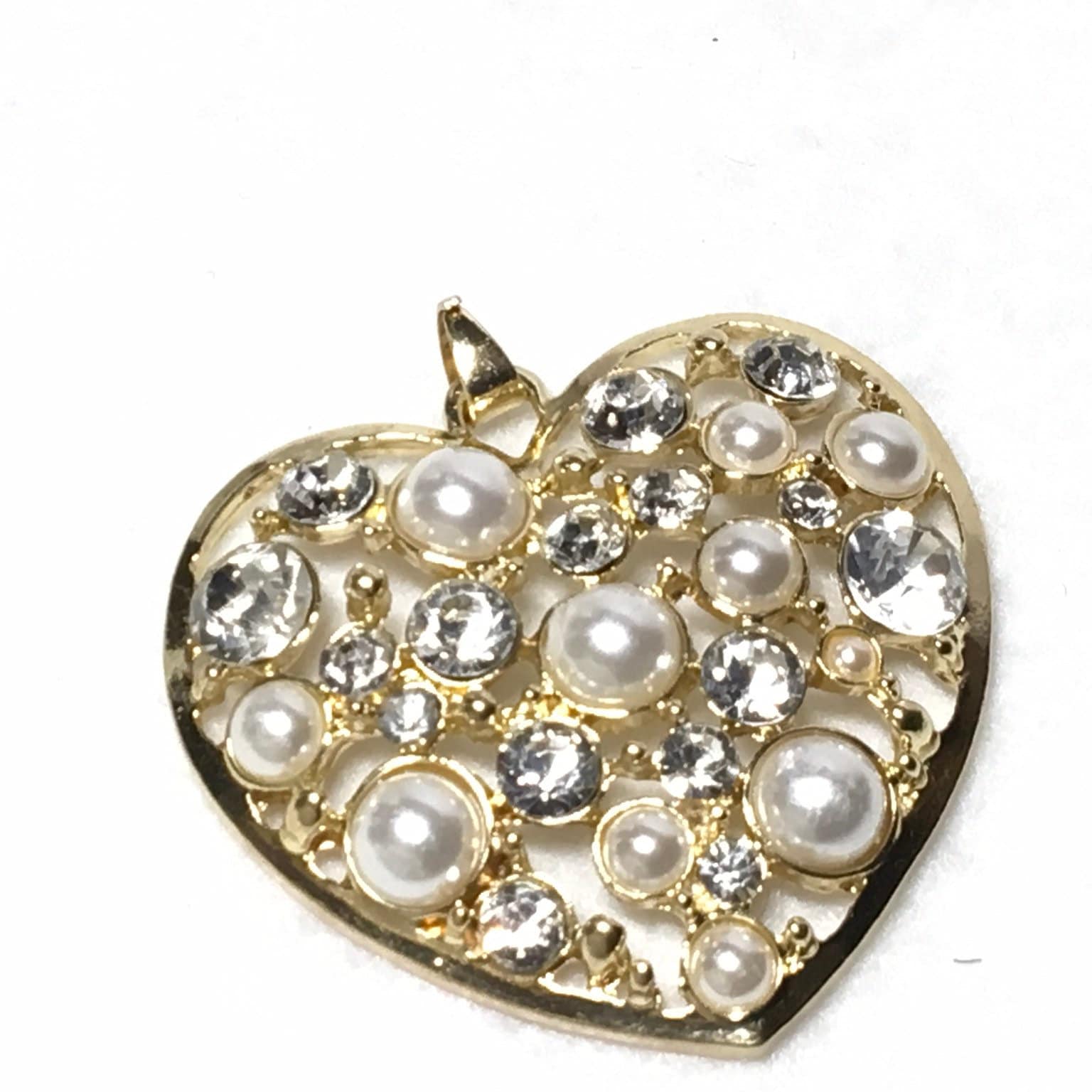 Kostüm Gold-Ton-Herz-Anhänger, Mit Perle Und Kristall von PokitaGifts