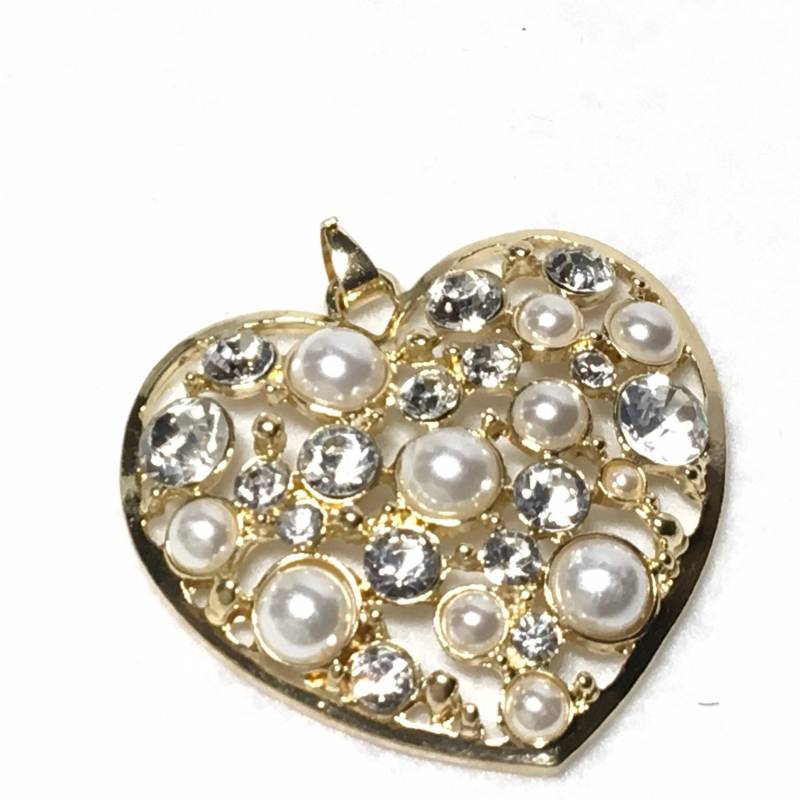 Kostüm Gold-Ton-Herz-Anhänger, Mit Perle Und Kristall von PokitaGifts