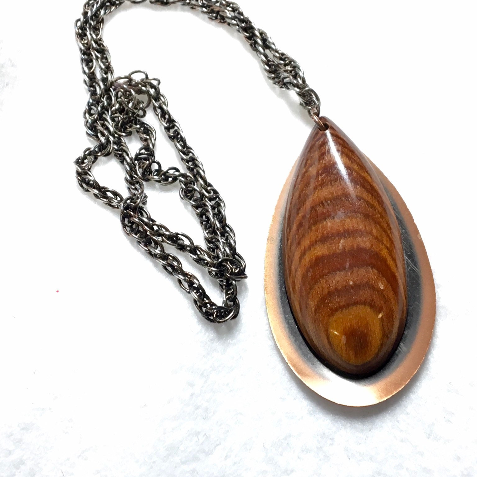 Holz Und Kupfer Halskette, Als Tropfen von PokitaGifts