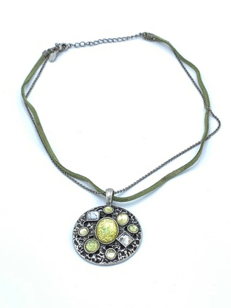 Lia Sophia Grüne Ton Halskette Mit Kristall Auf Dem Anhänger Oder Der Metallkette von PokitaGifts