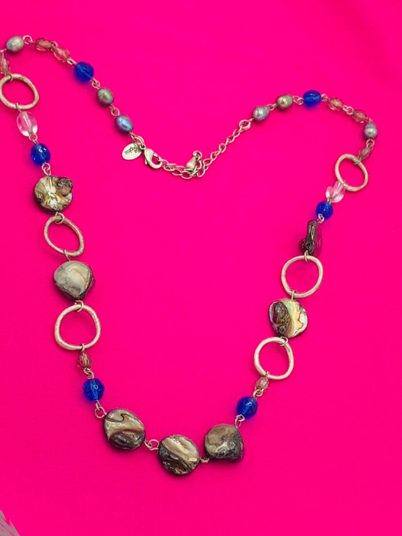 Lia Sophia Hellblau, Abalone, Braun Und Silber Ton Halskette von PokitaGifts