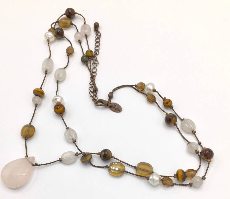 Lia Sophia Multicolor Beads, Rosa Und Braune Perlen. Tigeraugen von PokitaGifts