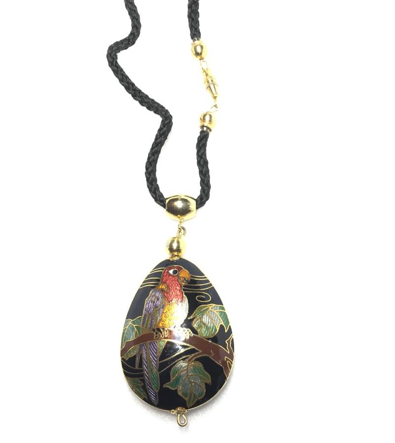 Vintage Cloisonne Papagei Halskette von PokitaGifts