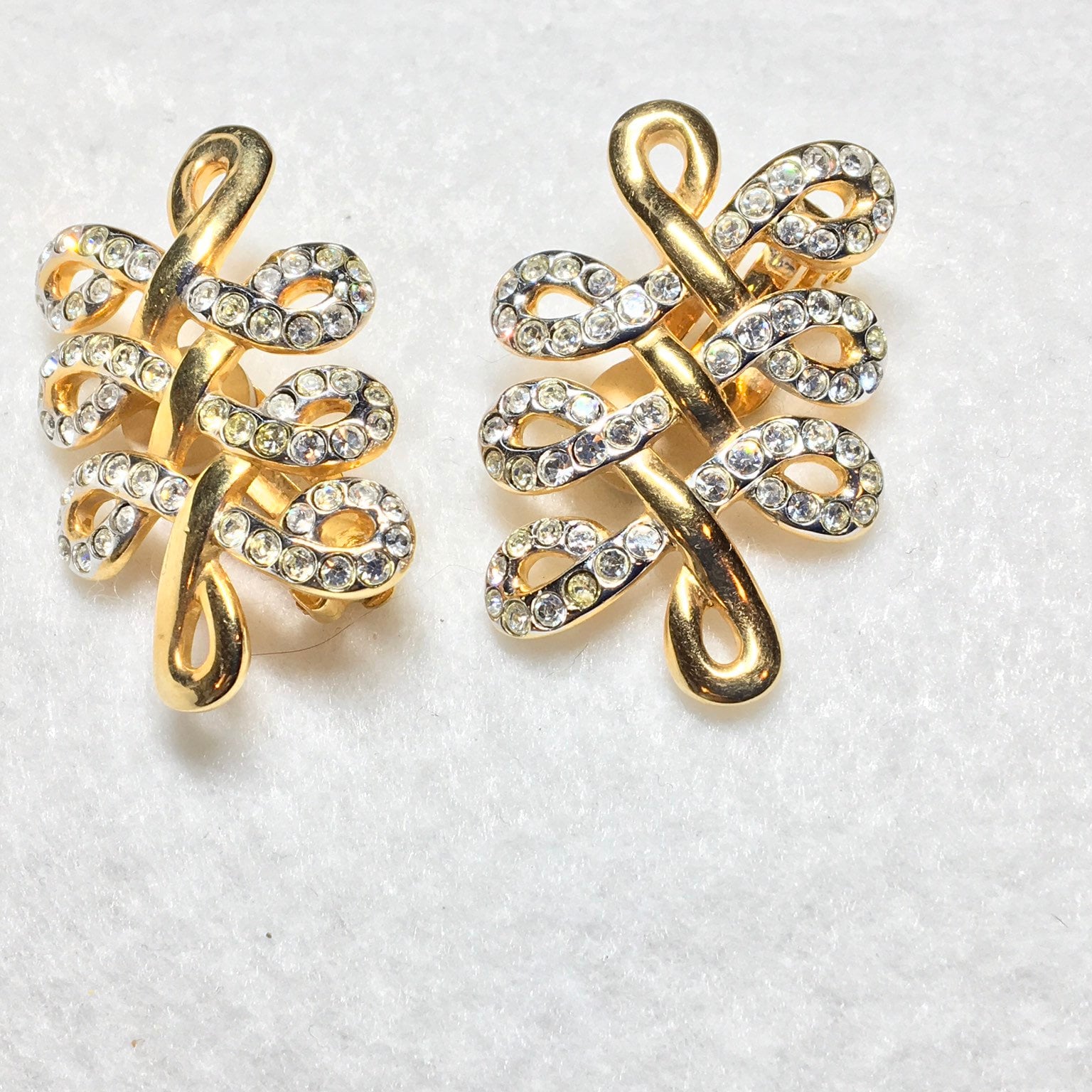 Vintage Gold Und Swarovski Kristall Ohrringe von PokitaGifts