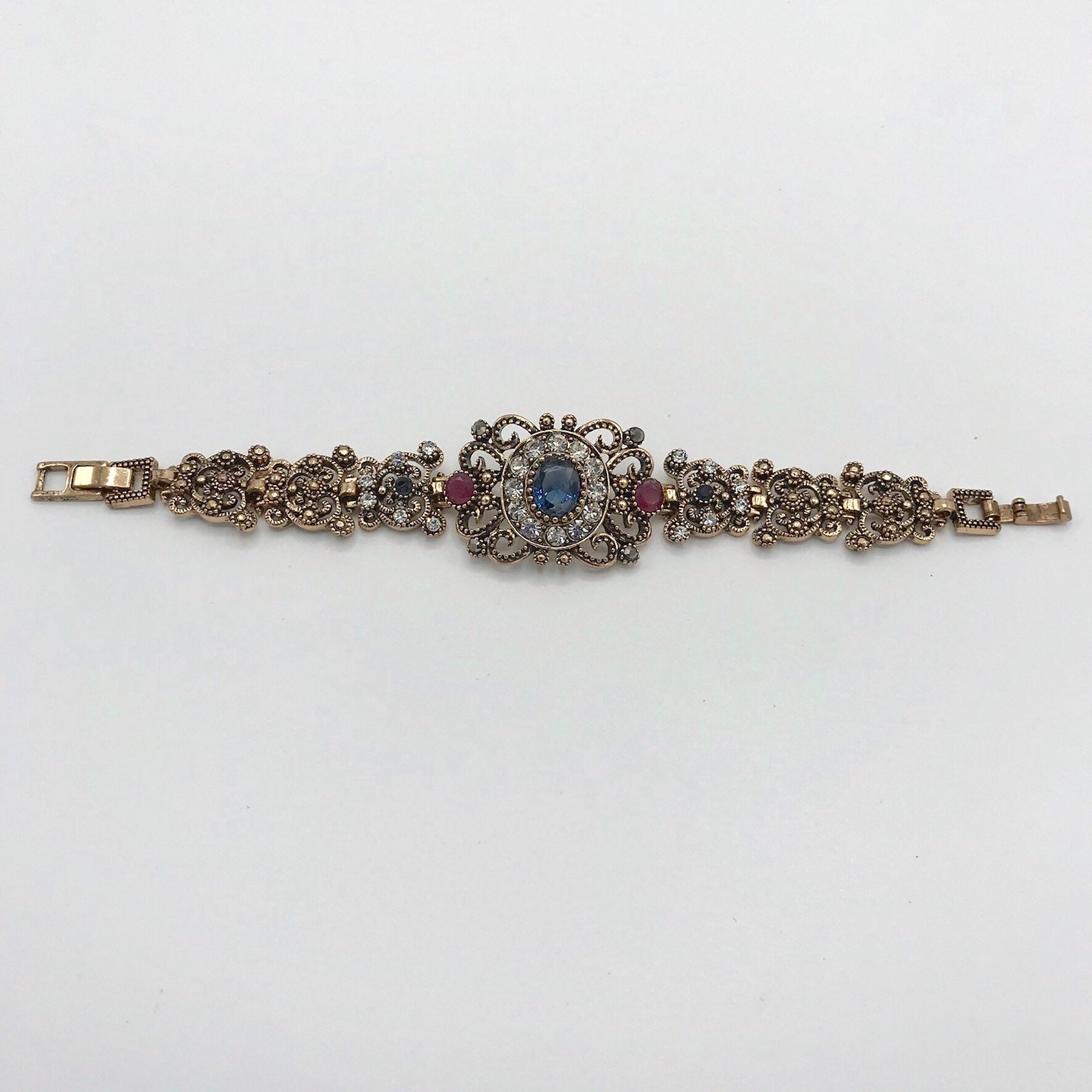 Vintage Klare Kristalle Und Blaue Kristall Armband von PokitaGifts