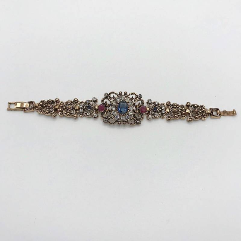 Vintage Klare Kristalle Und Blaue Kristall Armband von PokitaGifts