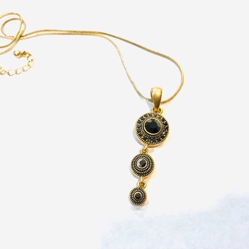 Vintage Lia Sophia Halskette Goldfarben Mit Kristallanhänger von PokitaGifts