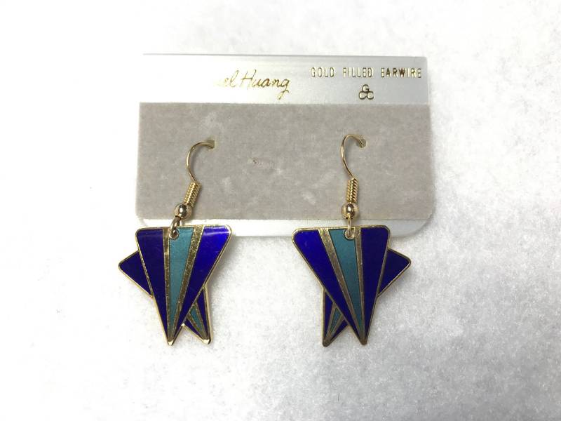 Vintage Julia Huang Häkel-Ohrring, Blau, Gold Filled, Hoop von PokitaGifts