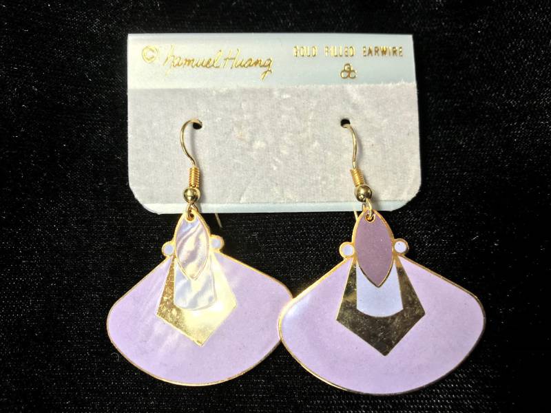 Vintage Lila-Goldfarbene Creolen Vonsamuel Huang von PokitaGifts