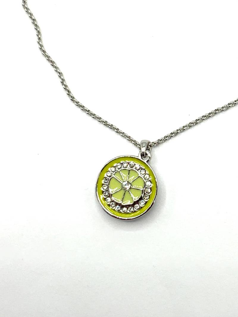 Wunderschöne Sammler Runde Grüne Emaille Anhänger Mit Silber Halskette Von Lia Sophia. Strass von PokitaGifts