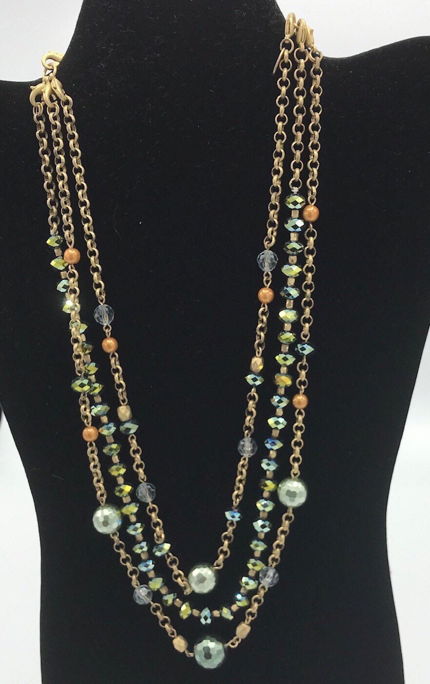 Wunderschöne Sammlerstück Und Vintage Lia Sophia Mehrfarbige Grüne Perlenhalskette Schillernd von PokitaGifts