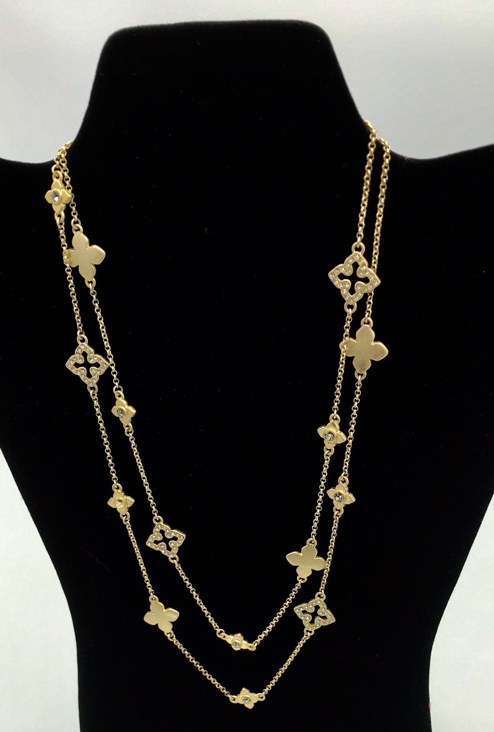 Wunderschönes Sammlerstück Und Vintage Lia Sophia Altgoldfarbene Halskette Mit Strass von PokitaGifts