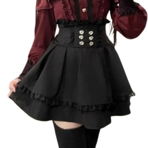 Pokn Lolita Shirts Jirai Kei Mode Kawaii Kleidung Goth Shirts Frauen Spitze Mesh Sheer Langarm Bluse, Unterteil, Klein von Pokn