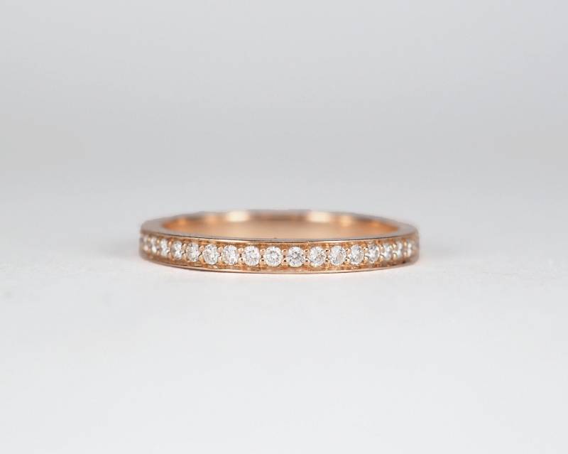 2 Mm Diamant Eternity Band Ehering . Zusteckband Pave Set Diamanten. Konfliktfrei Gelbe Rose Weiß 14K 18K Platin von Polamai