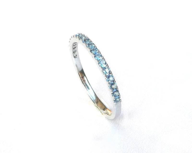 Aquamarin Eternity Ring. Massives 750Er Oder Gold. Volle 3 Halbe Ewigkeit 4. Ehering . Zusteckring. Gelb Weiß Rose Gold von Polamai