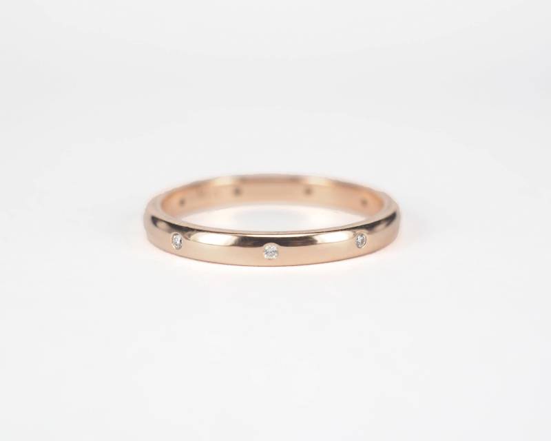 Diamant Ehering 2.2 Mm . Diamant-stacking-Ring. Polka Dot Flush Set Diamantband. Ring. Rose Gold Gelb Weiß 14K 18K von Polamai
