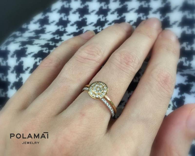 Diamant-Stacking Disc Ring. 21 Diamanten Nova Starburst Diamant Massivgold 14 Karat. Gelb Weiß Rose Gold. Polama Schmuck von Polamai