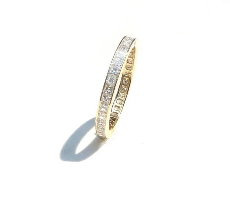 Princess Cut Diamant Eternity Ring 2.4 Mm 18K Ehering . Volle Halbe Ewigkeit. Kanaleinstellung. Gelb Rose Weiß Gold. Platin von Polamai