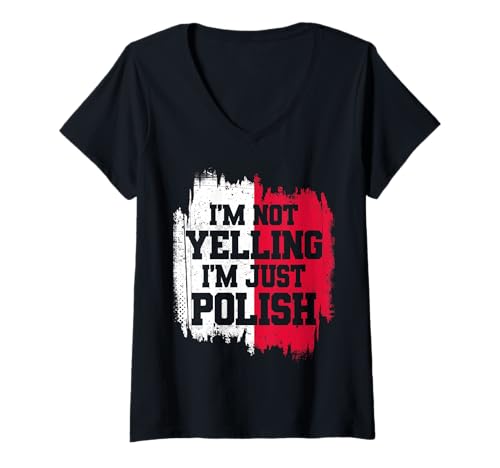 Damen Ich Schreie Nicht, ich Bin nur polnisches Polen Kühne Aussage T-Shirt mit V-Ausschnitt Damen Ich Schreie Nicht, ich Bin nur polnisches Polen Kühne Aussage T-Shirt mit V-Ausschnitt von Poland Polish Pride Collective Global
