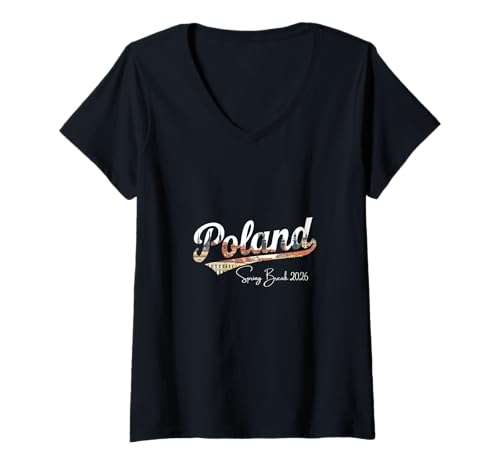Damen Polen Spring Break 2026 Urlaubsreisen T-Shirt mit V-Ausschnitt Damen Polen Spring Break 2026 Urlaubsreisen T-Shirt mit V-Ausschnitt von Poland Spring Break Clothes T-Shirts