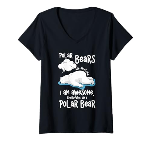 Damen Cartoon Eisbär Are Awesome I Am A Polar Bear T-Shirt mit V-Ausschnitt Damen Cartoon Eisbär Are Awesome I Am A Polar Bear T-Shirt mit V-Ausschnitt von Polar Bear Are Awesome I Am A Polar Bear