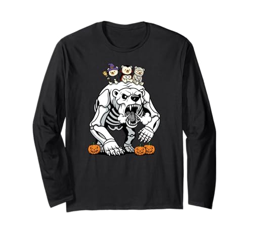 Eisbär-Skelett Mama Hexe Halloween Kinder Herren Damen Langarmshirt Eisbär-Skelett Mama Hexe Halloween Kinder Herren Damen Langarmshirt von Polar Bear Lovers Cute Halloween Outfits Boy Girl