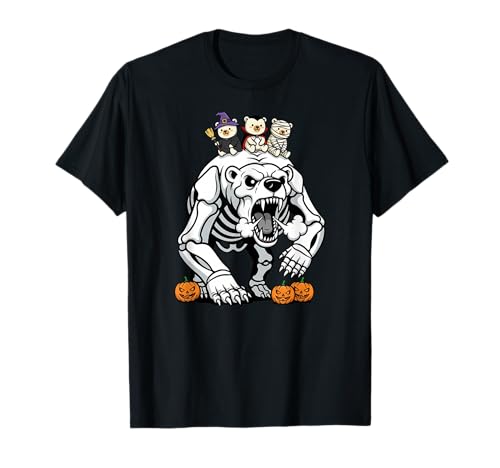 Eisbär-Skelett Mama Hexe Halloween Kinder Herren Damen T-Shirt Eisbär-Skelett Mama Hexe Halloween Kinder Herren Damen T-Shirt von Polar Bear Lovers Cute Halloween Outfits Boy Girl