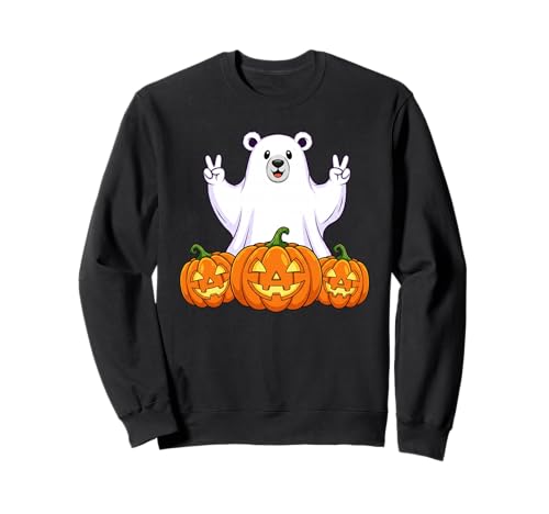 Eisbär Geist Kürbis Boo Halloween Kinder Herren Damen Sweatshirt von Polar Bear Lovers Halloween Ghost Pumpkin Outfits