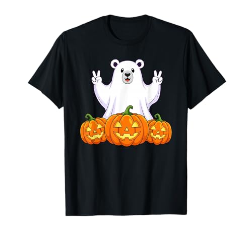 Eisbär Geist Kürbis Boo Halloween Kinder Herren Damen T-Shirt von Polar Bear Lovers Halloween Ghost Pumpkin Outfits
